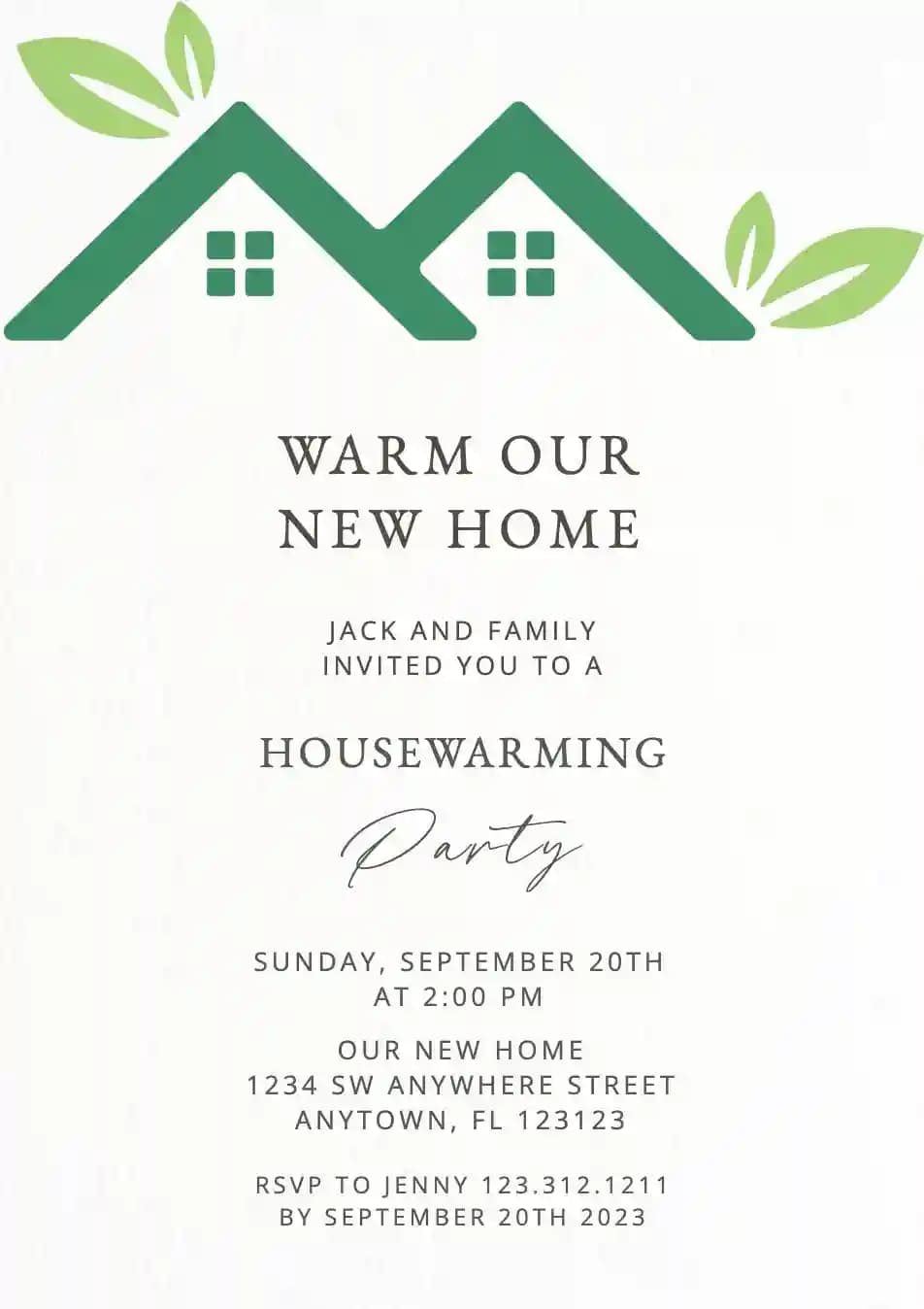 Housewarming Invitations - Green Roof