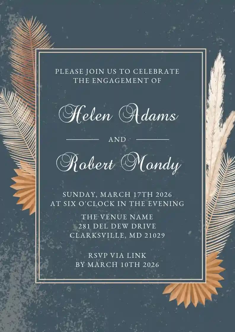 Engagement Party Invitations - Brown Leaf