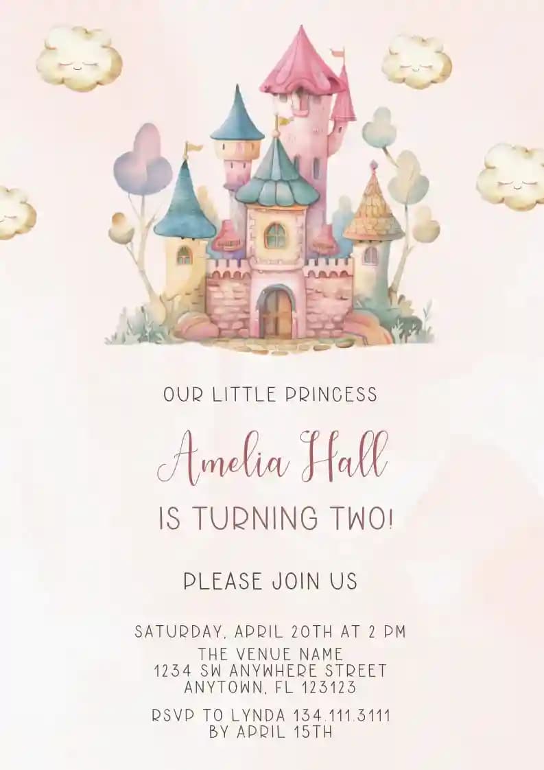 Kids Birthday Invitations - Fairytale Castle