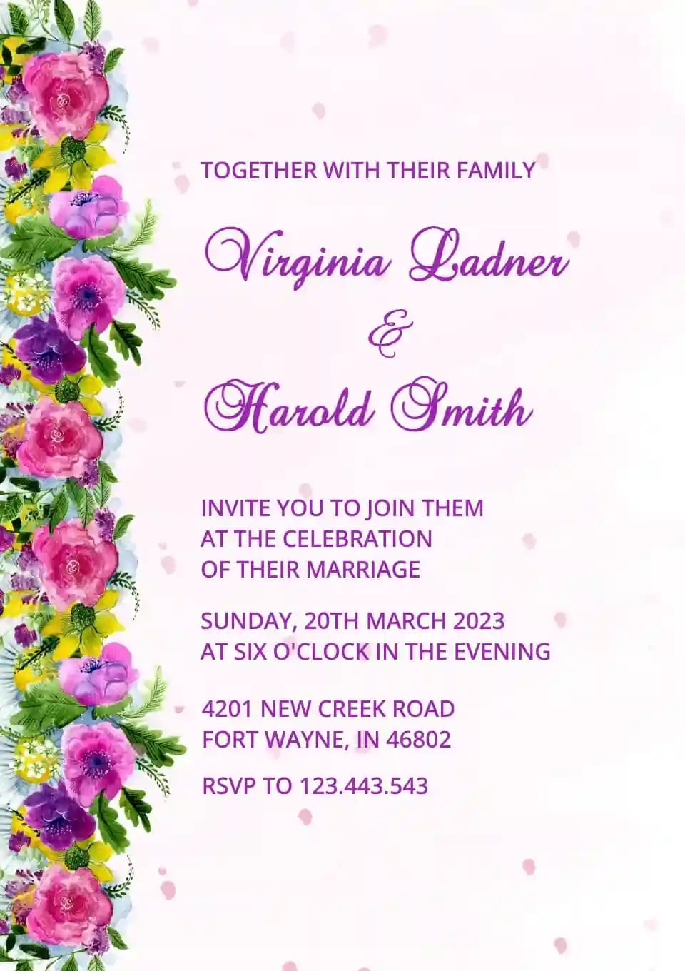 Invitații De Nuntă - Partea Stângă Floral