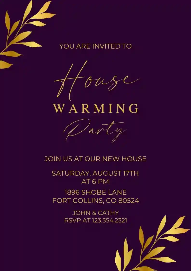 Housewarming Invitations - Golden Leaf