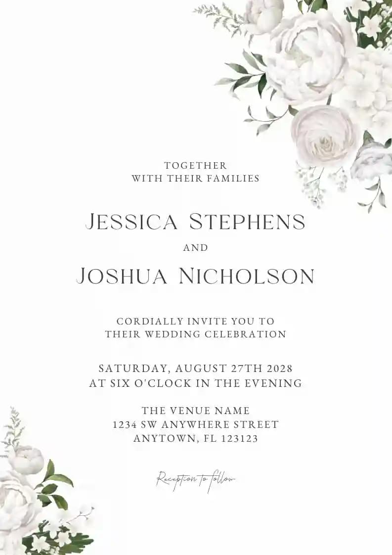 Wedding Invitations - White Flowers