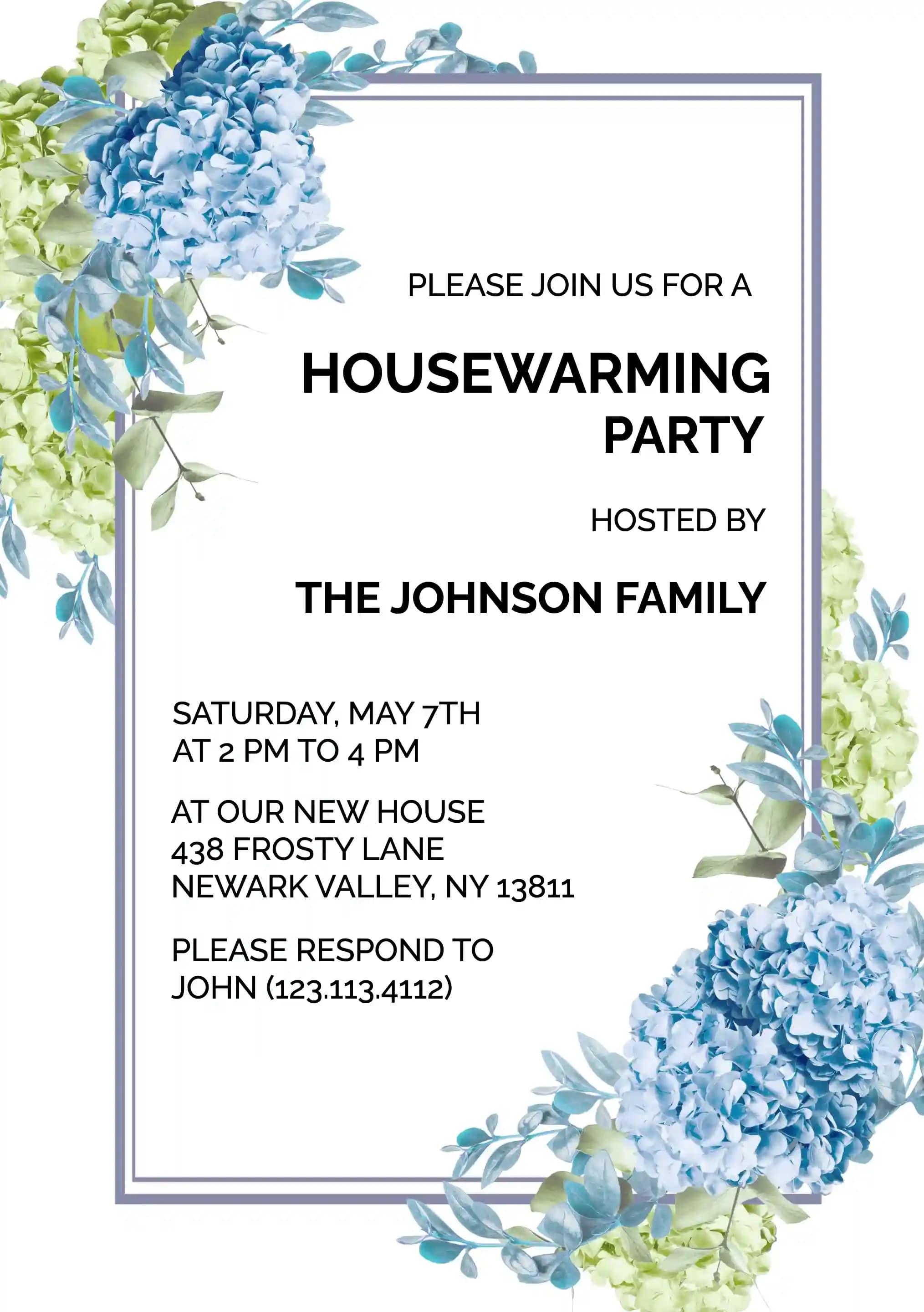 Housewarming Invitations - Flower Bouquet