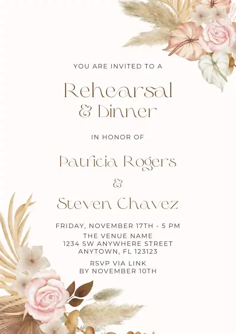 Rehearsal Dinner Invitations - Boho Flower