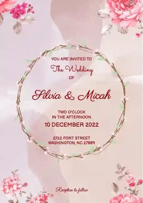 Partecipazioni Di Matrimonio - Invito A Nozze Floreale Rosa