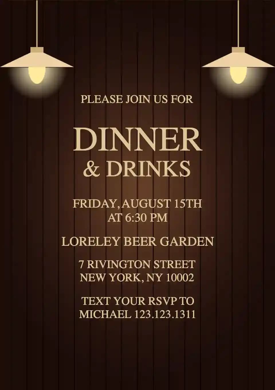 Invitaciones Para Cenas - Cena Y Bebidas