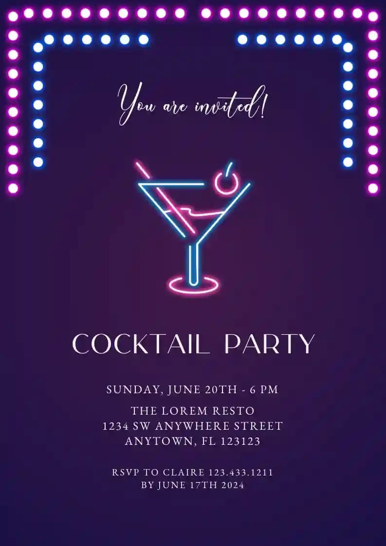 Inviti Per Cocktail Party - Cocktail Al Neon