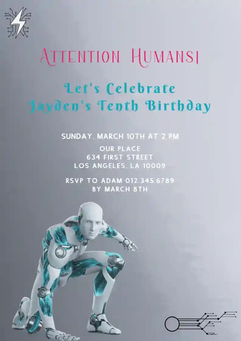 Invitaciones De Cumpleaños Infantiles - Robot Biónico