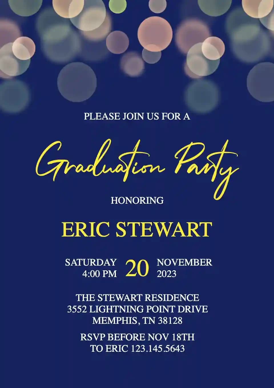 Graduation Party Invitations - Blurry Lights Graduation Invite