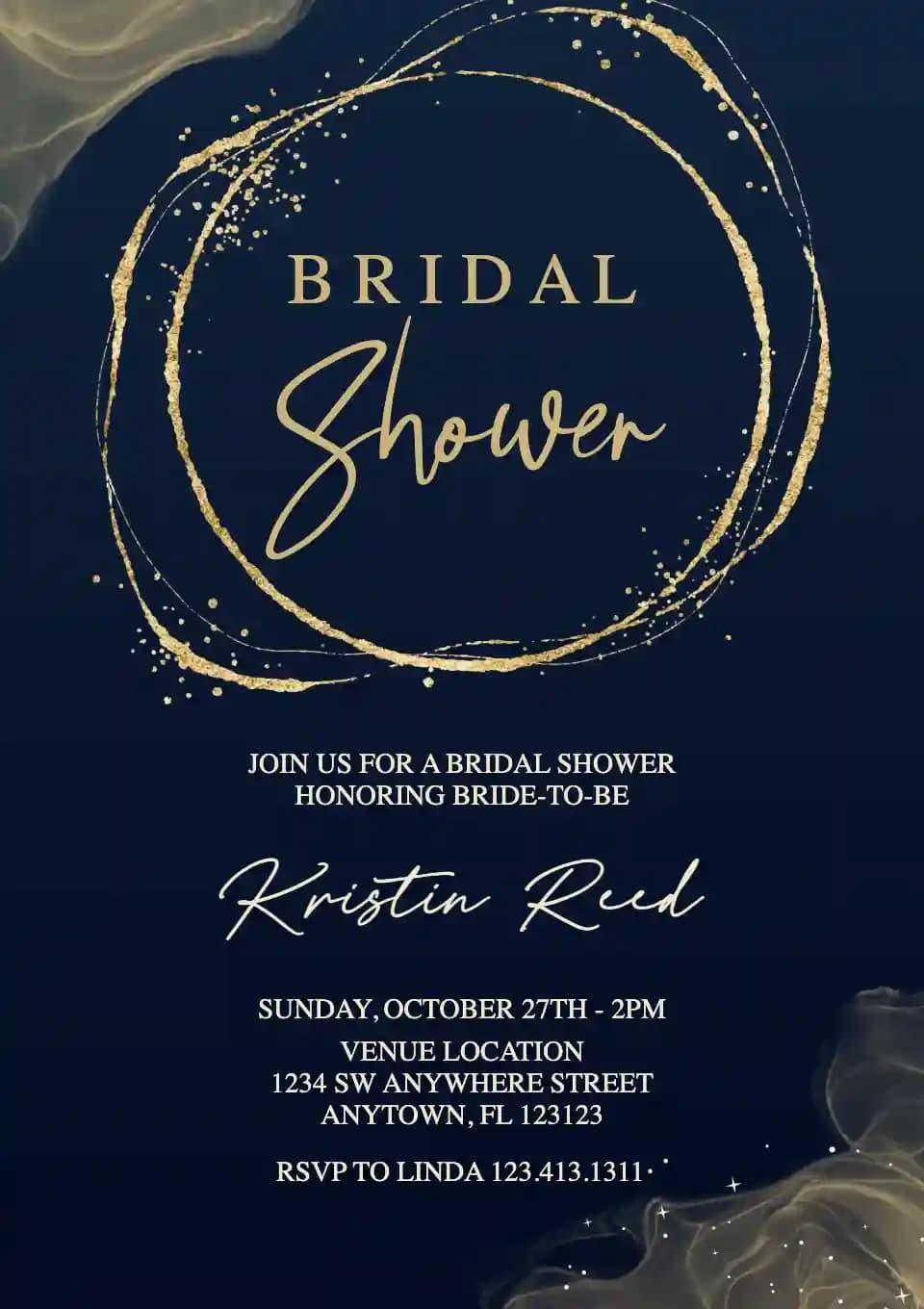 Bridal Shower Invitations - Gold Glitter Frame