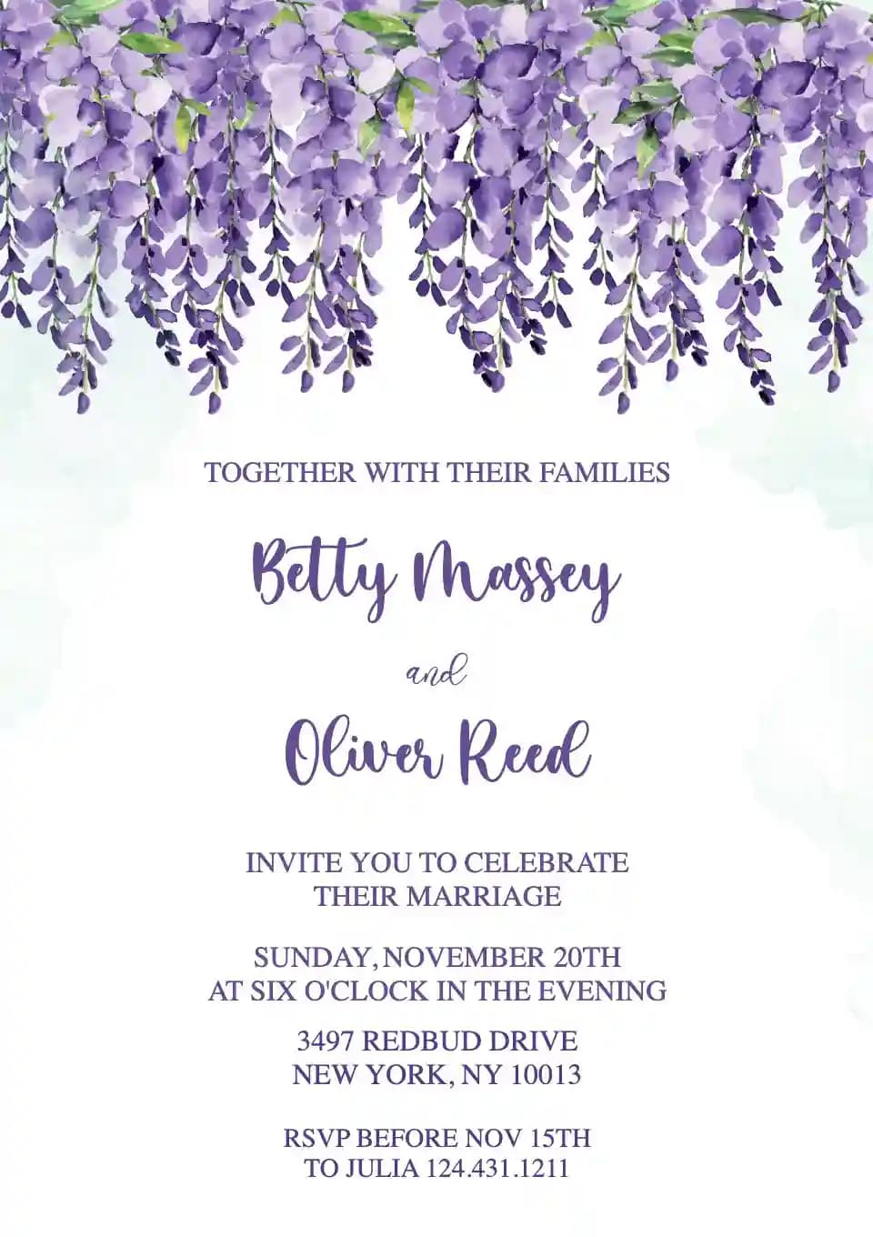 Wedding Invitations - Purple Floral