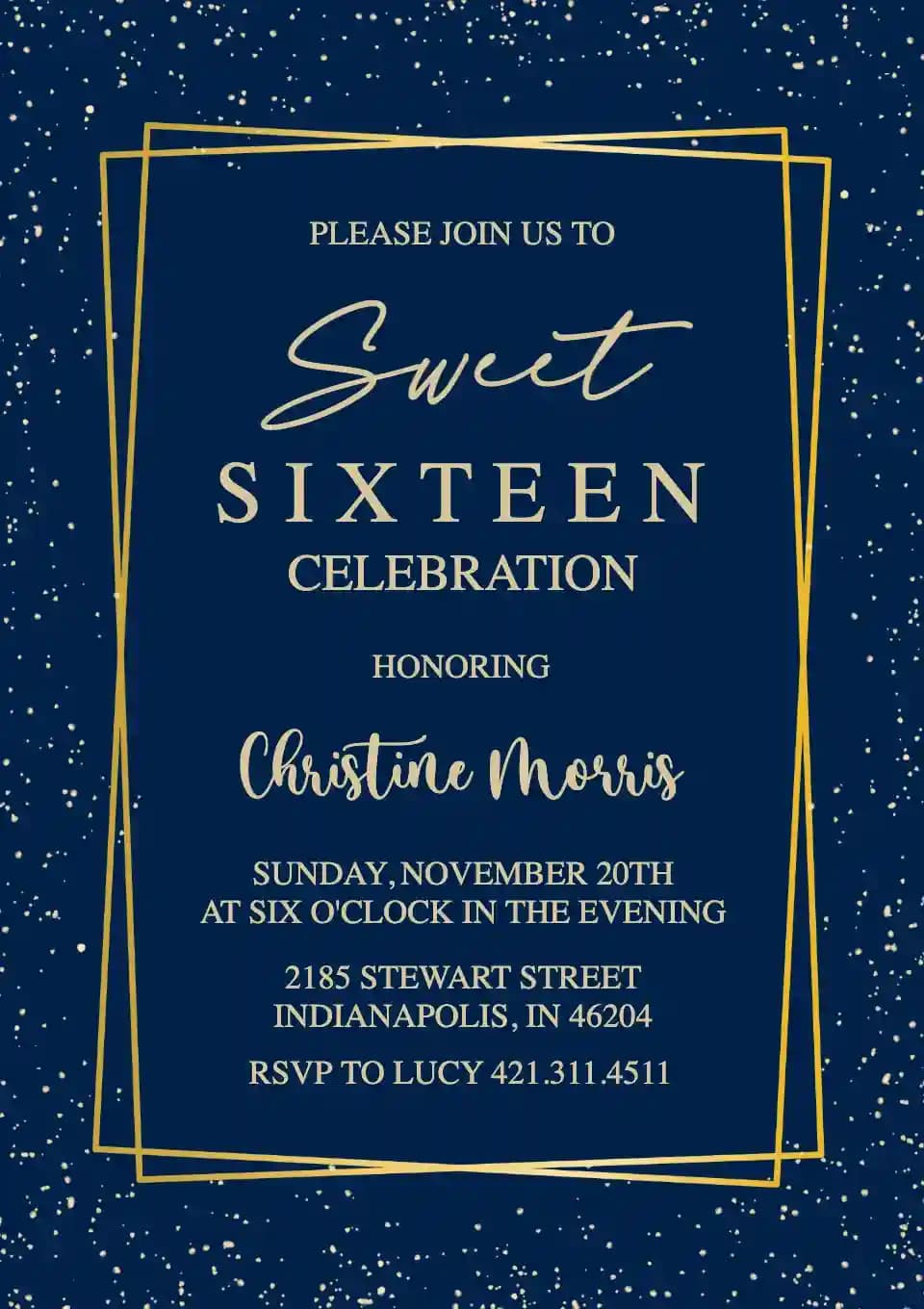 Teens Birthday Invitations - Gold Particle