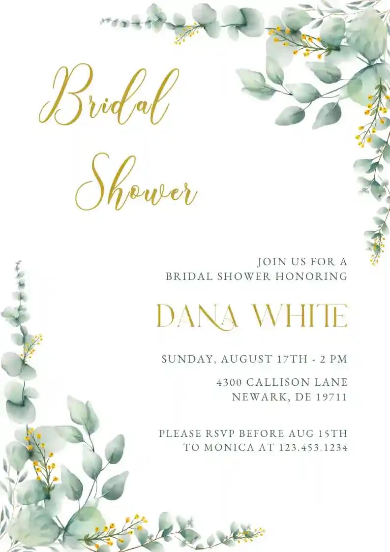 Invitations De Bridal Shower - Feuille De Verdure