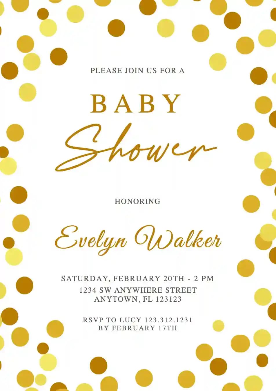 Baby Shower Invitationer - Guld Prikker
