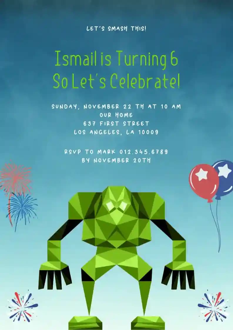 Kids Birthday Invitations - Funny Monster