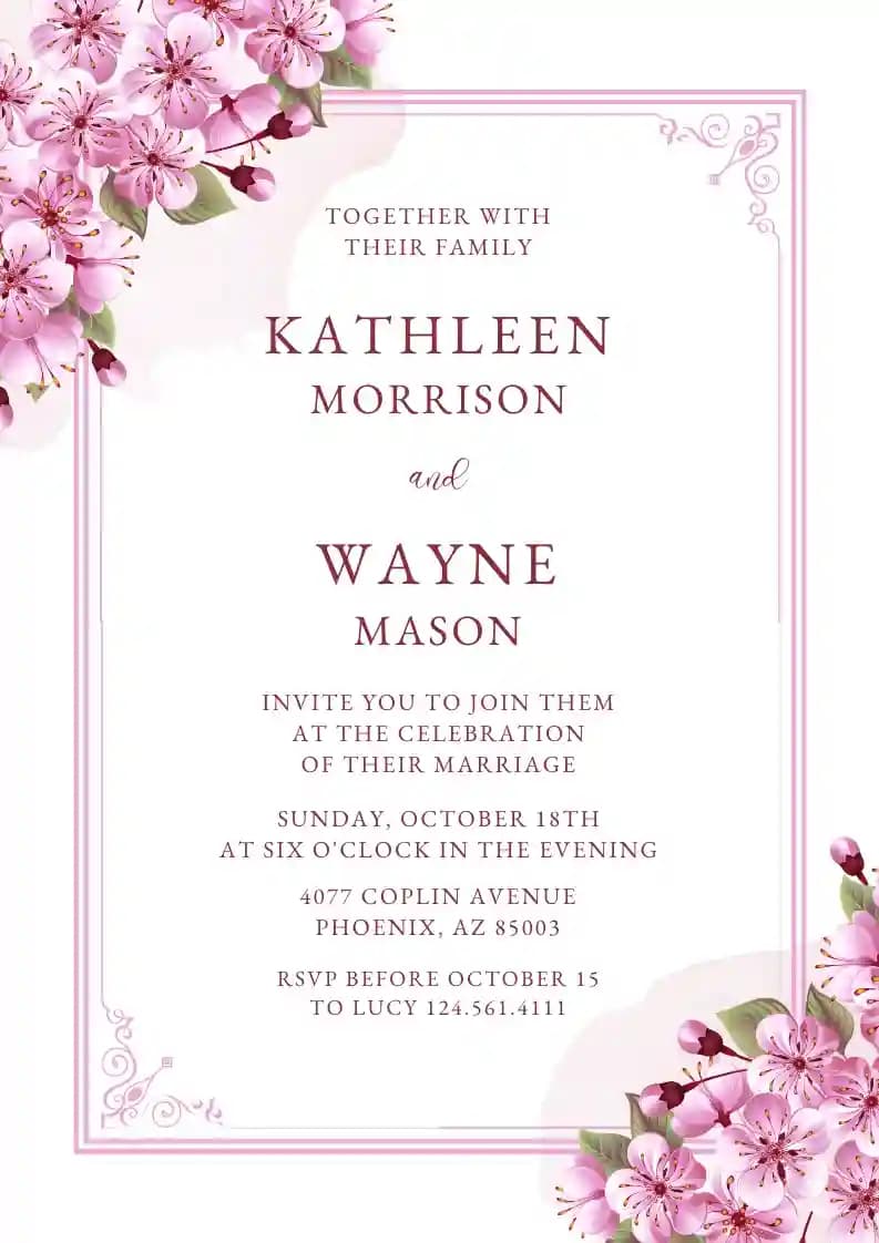 Wedding Invitations - Pink Flower