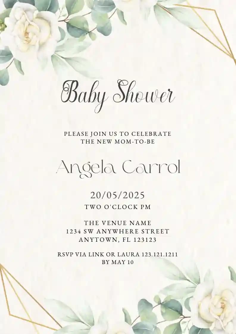 Invitații Pentru Baby Shower - Trandafir