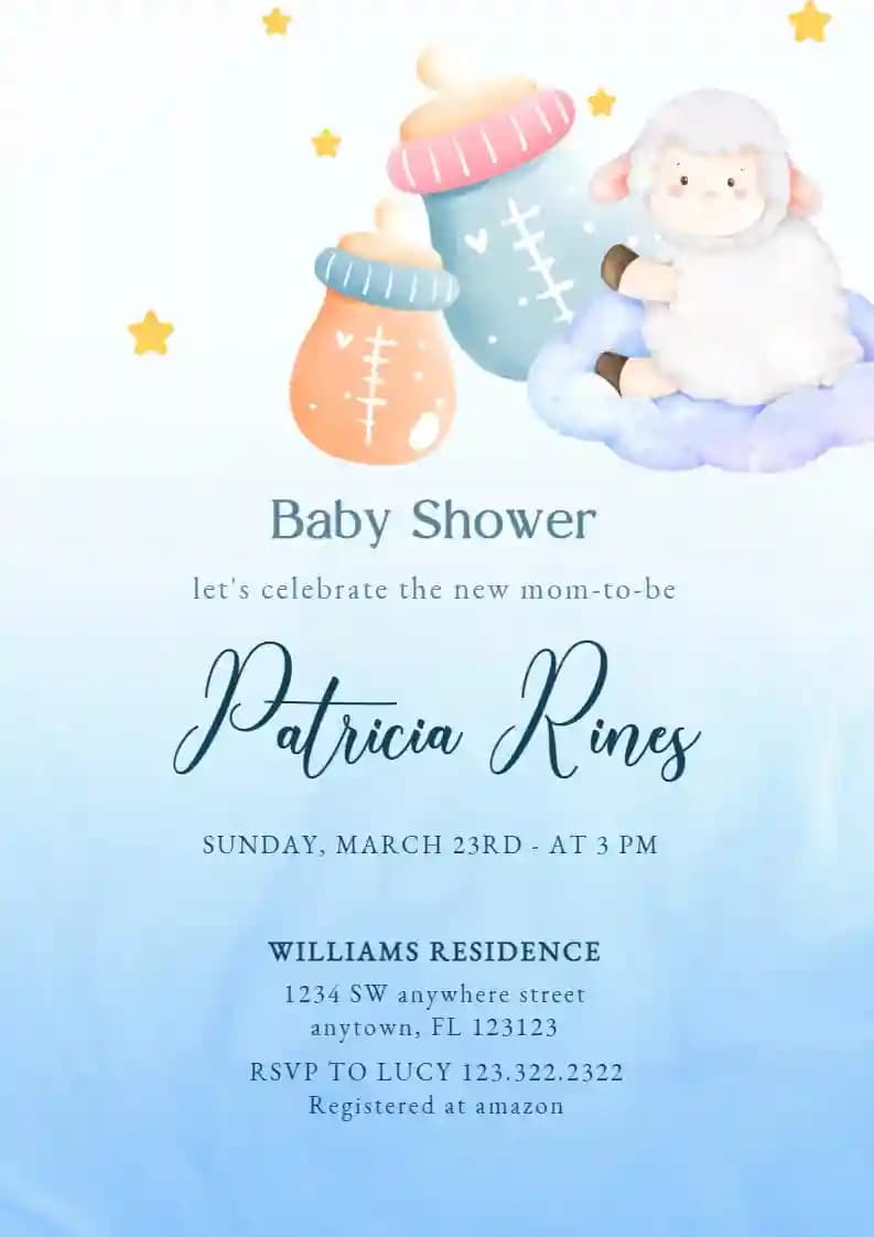 Invitații Pentru Baby Shower - Miel Drăguț