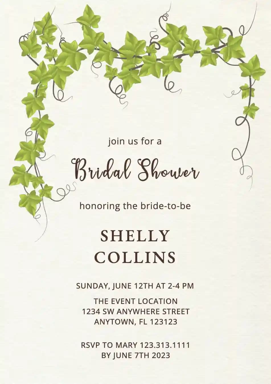 Bridal Shower Invitations - Natural Leaves