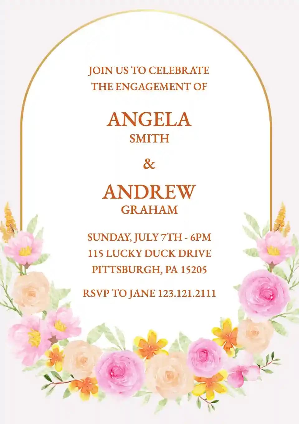 Invitations De Fête De Fiançailles - Cadre Fleuri