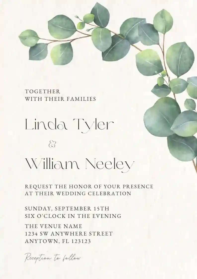 Wedding Invitations - Greenery Eucalyptus