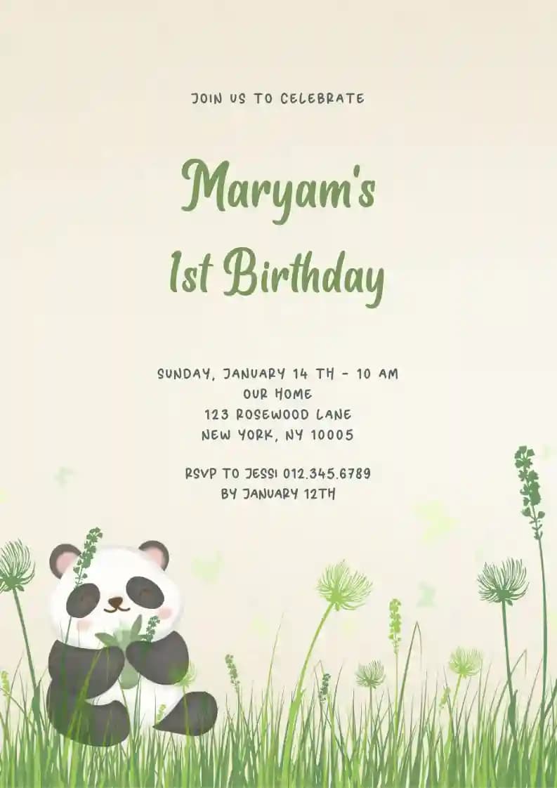 Inviti Per Il Primo Compleanno - Panda
