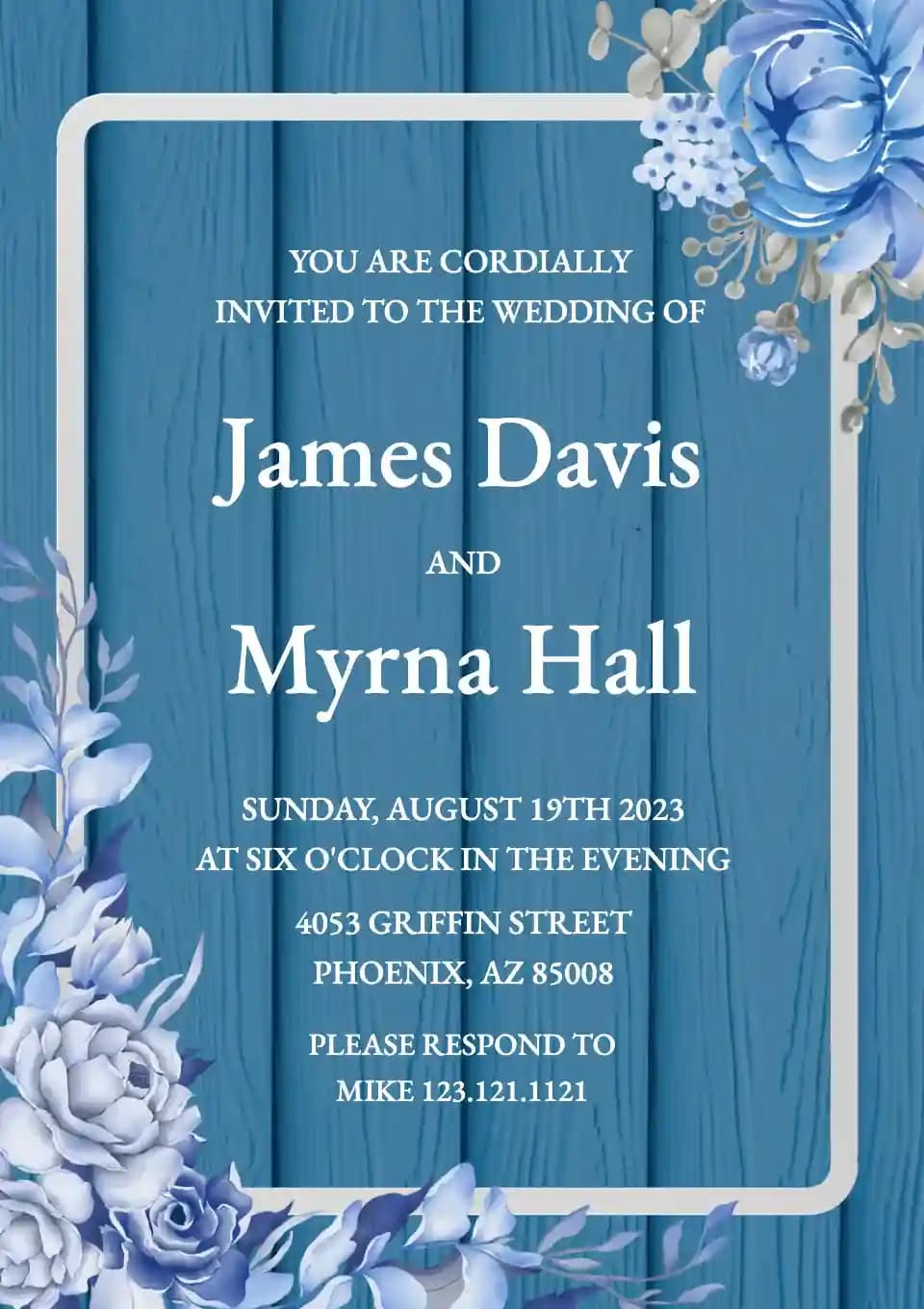 Wedding Invitations - Blue Flower