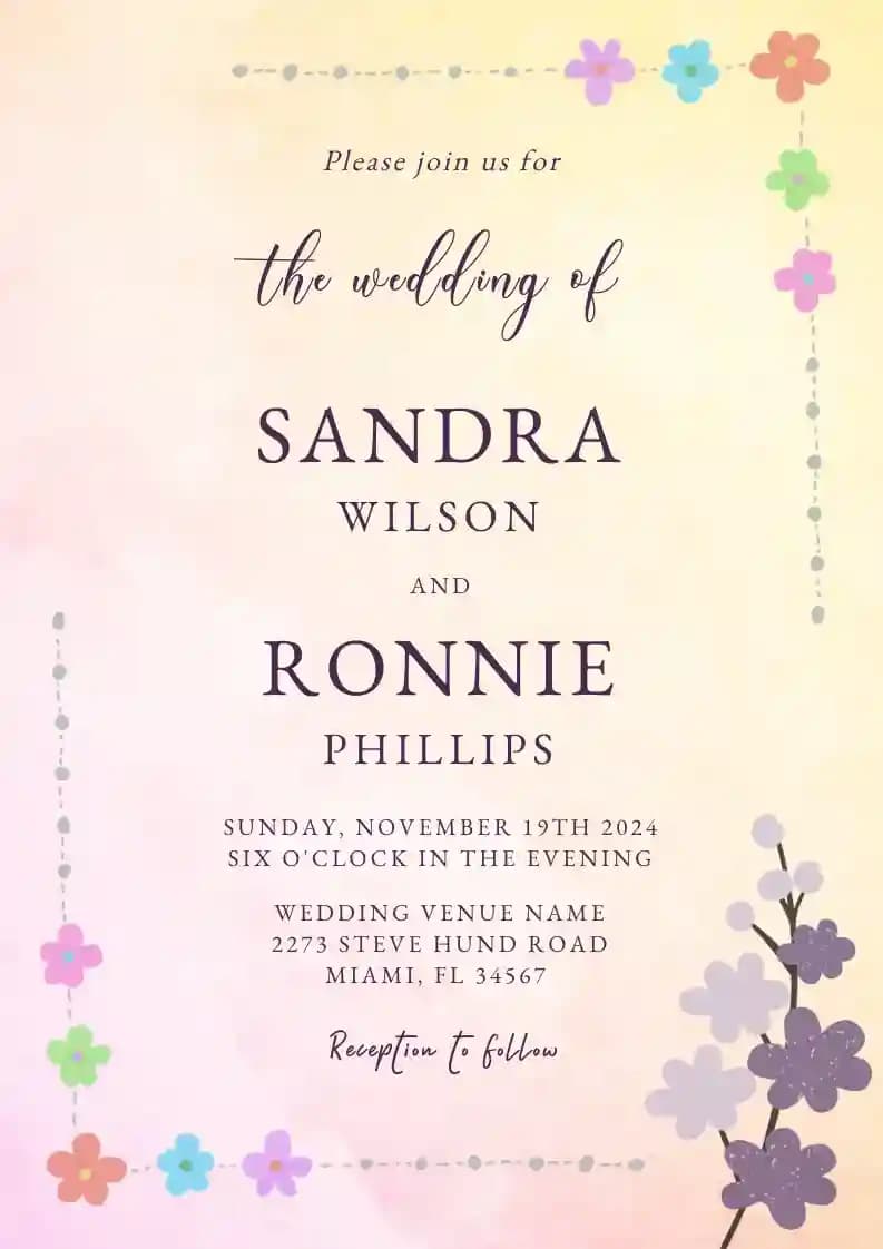 Wedding Invitations - Watercolor Sunflower