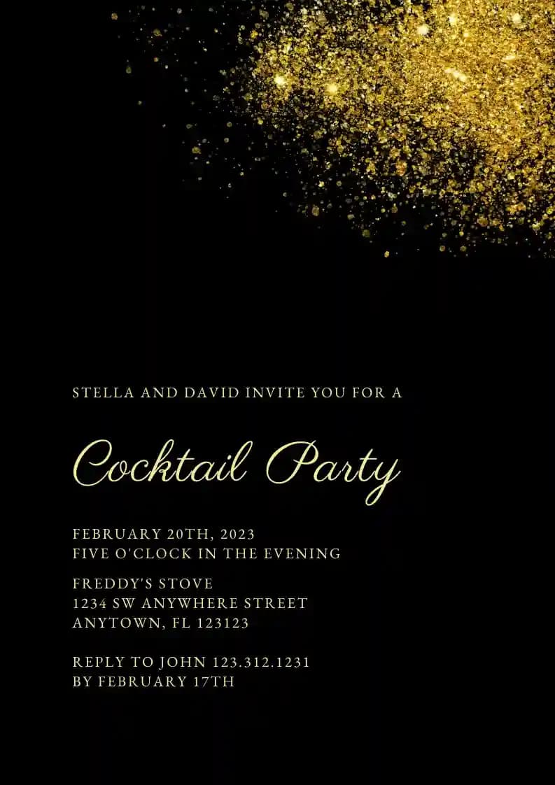 Invitations De Cocktail - Éclaboussure D'or