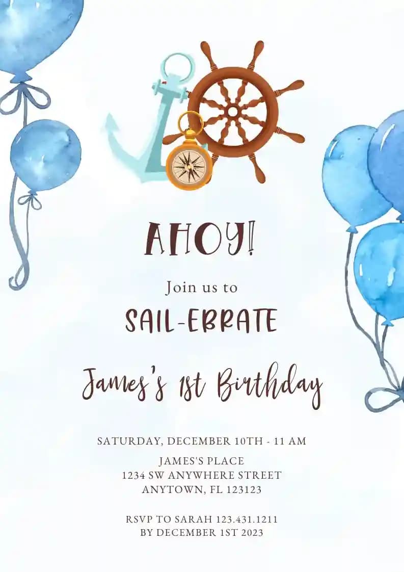 Invitations Pour Un Premier Anniversaire - Ancre Nautique