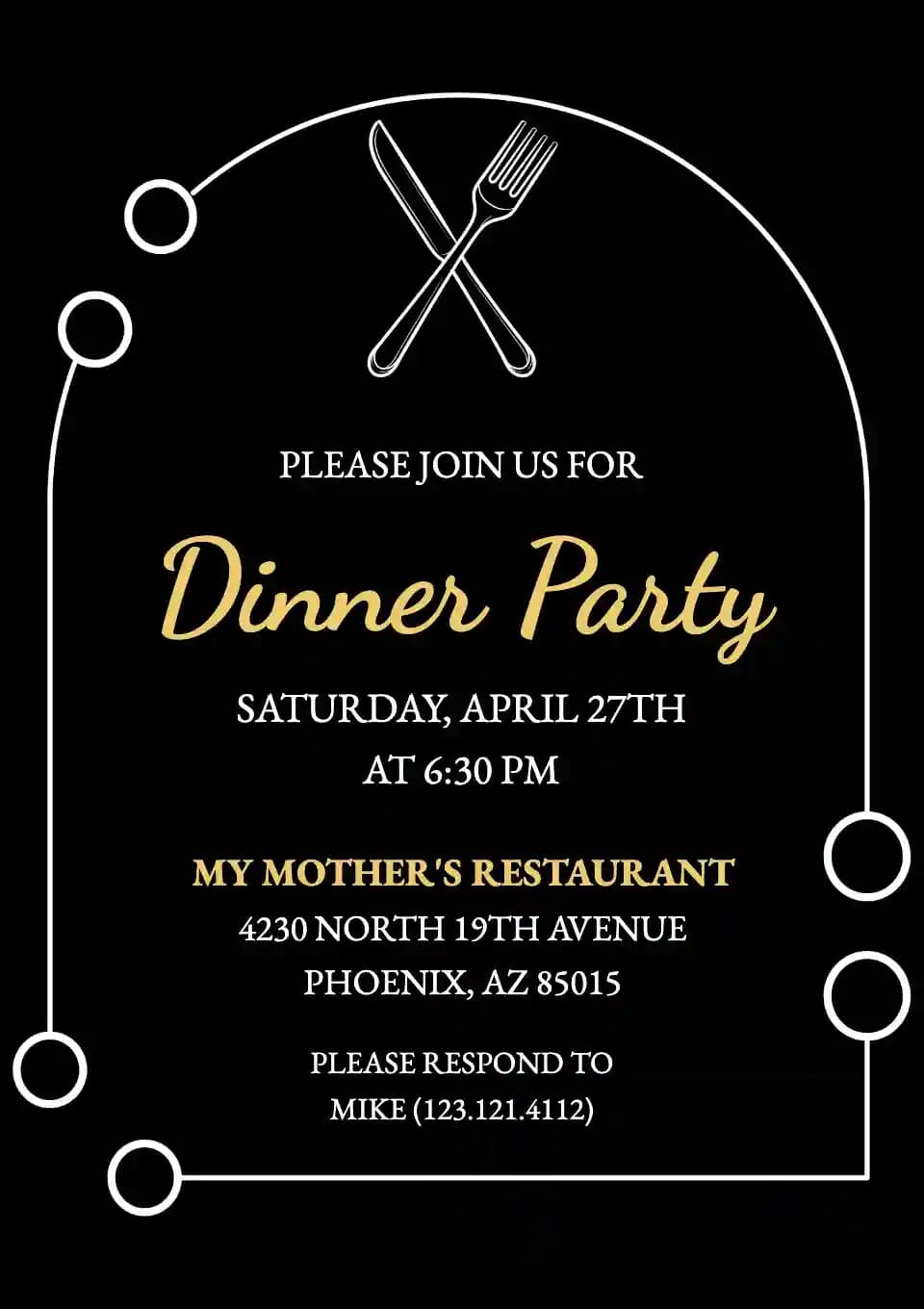 Invitaciones Para Cenas - Tenedor Y Cuchillo