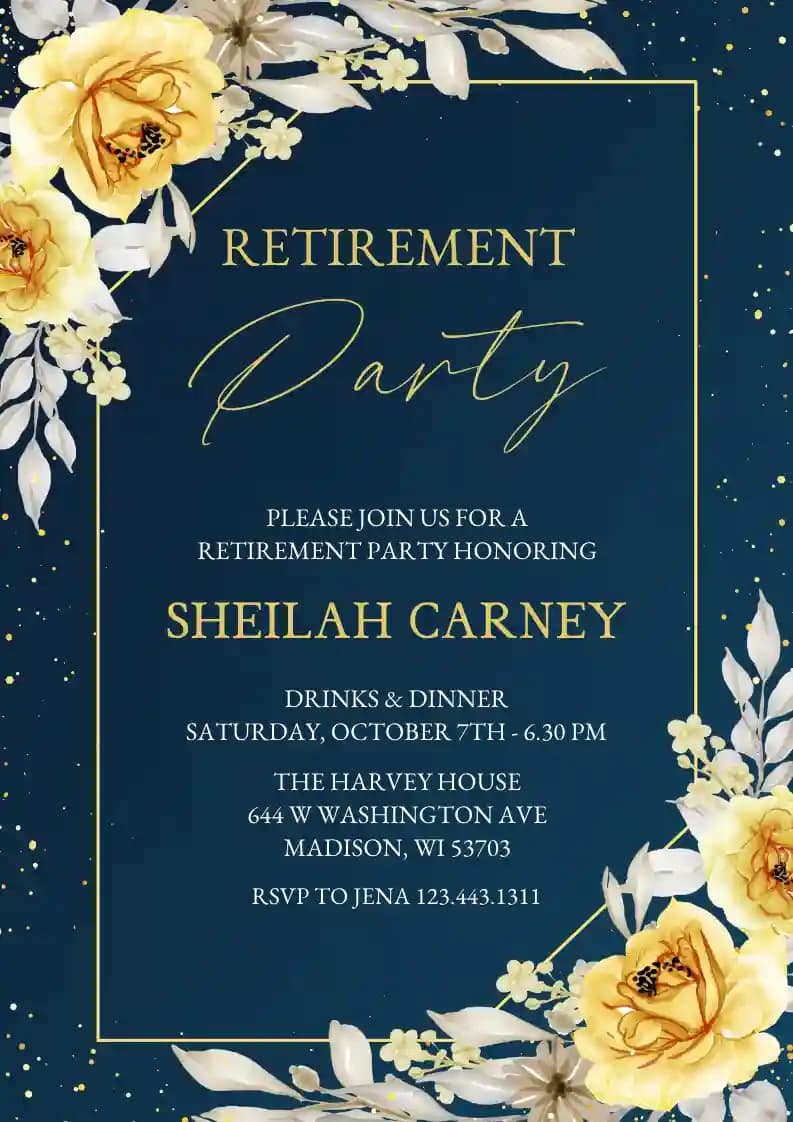Retirement & Farewell Invitations - Rose Gold Yellow