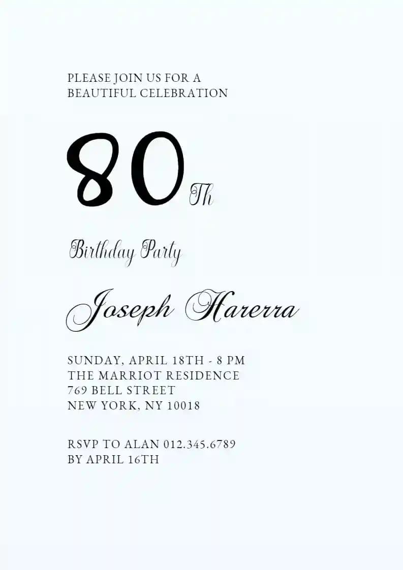 Adults Birthday Invitations - Black And White