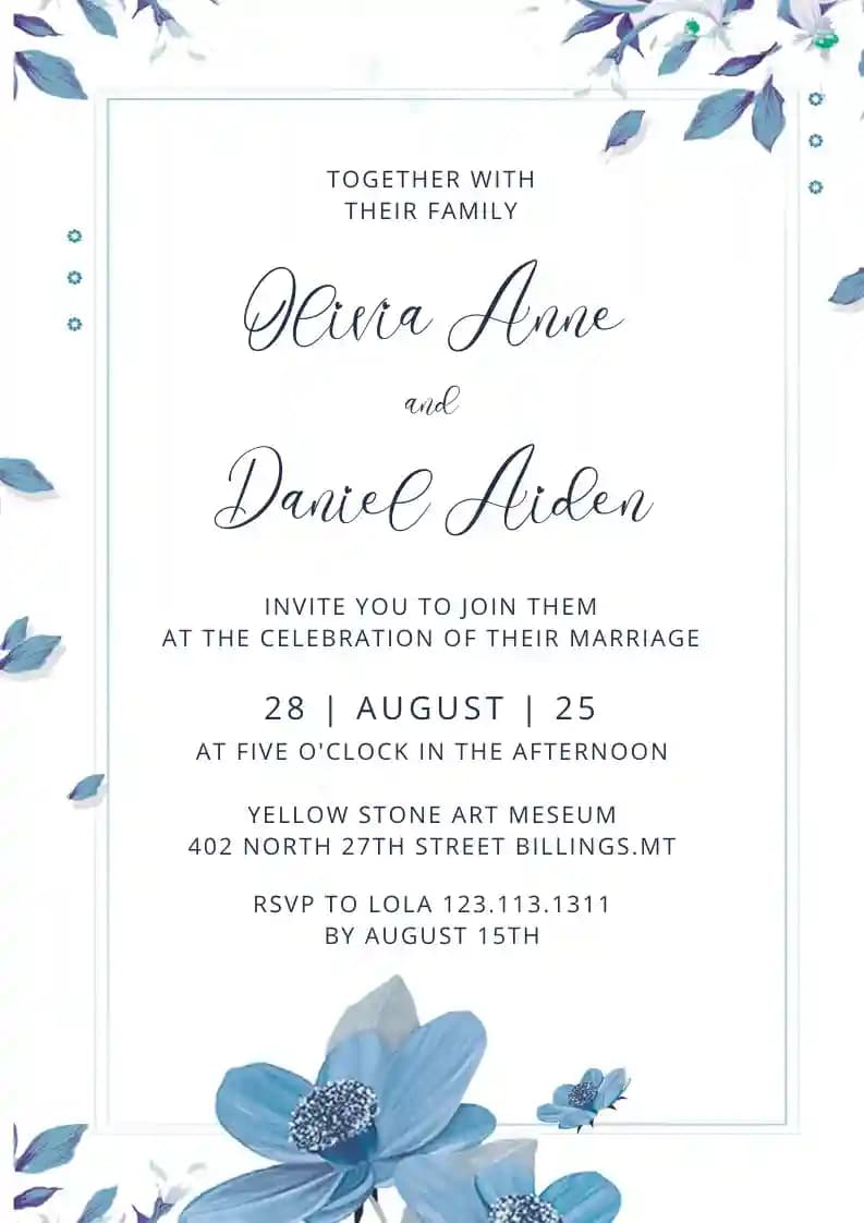 Invitaciones De Boda - Invitación De Boda Azul