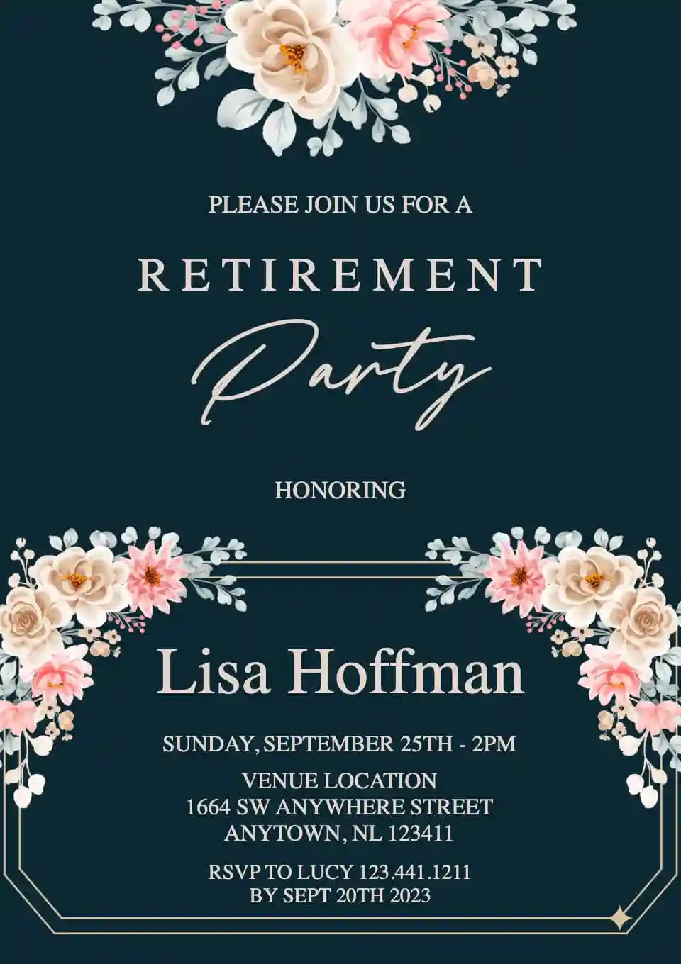 Retirement & Farewell Invitations - Pink Flowers