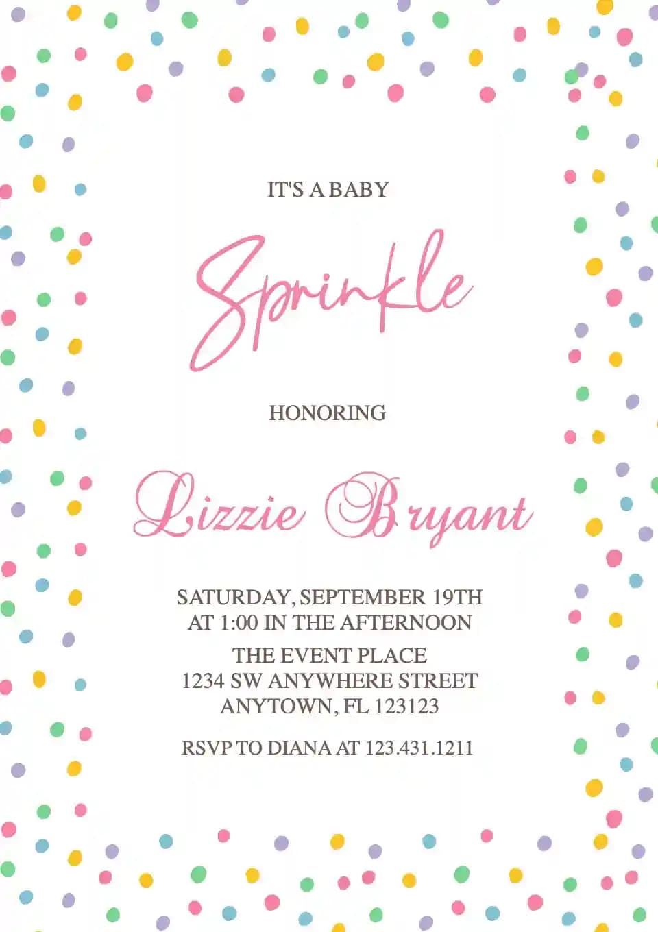 Invitații Pentru Baby Sprinkle - Puncte Colorate