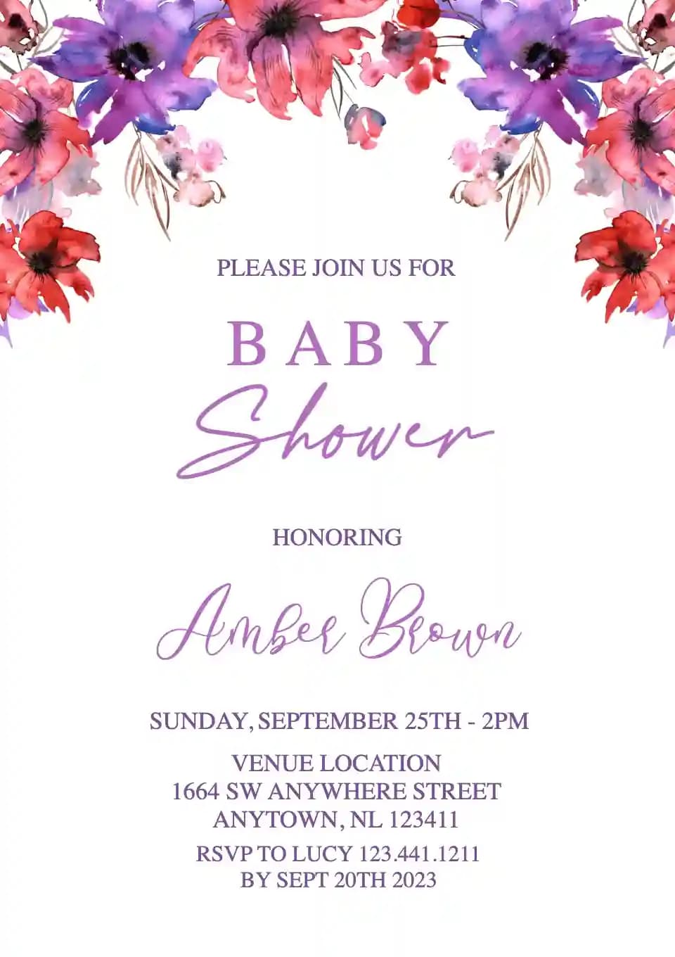 Baby Shower Invitationer - Minimalistisk Blomst