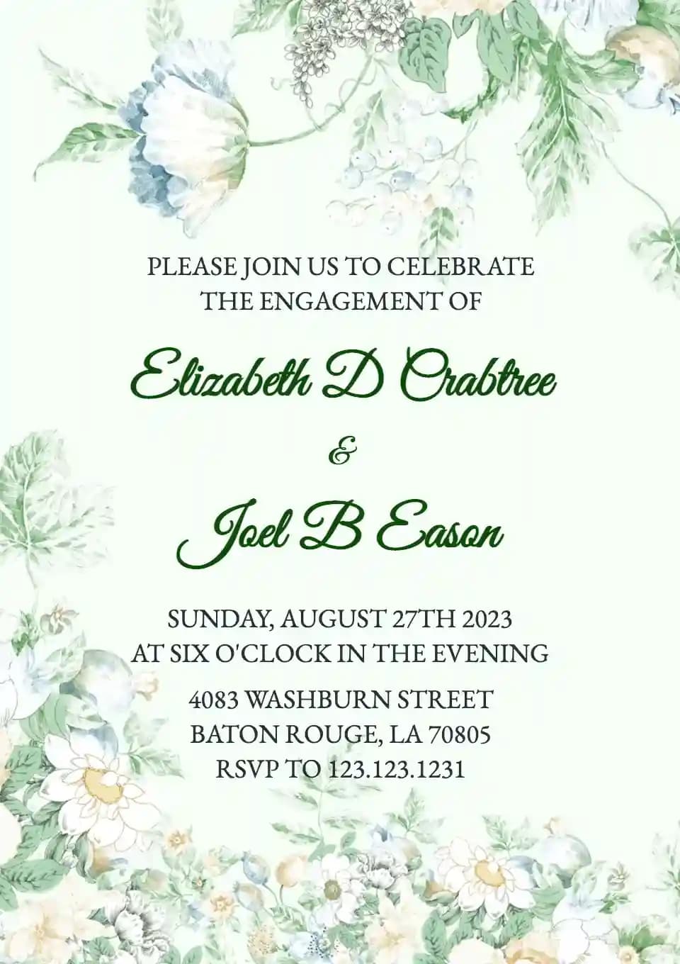 Engagement Party Invitations - Engagement Party Green Floral