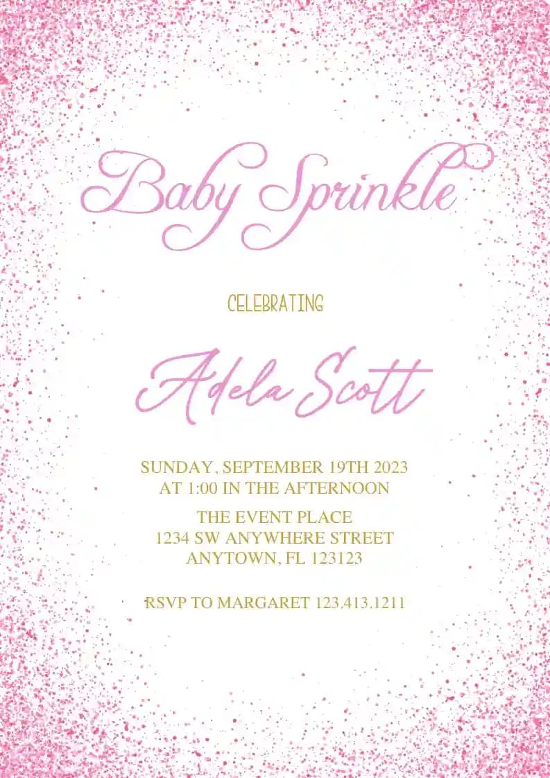 Baby Sprinkle Invitationer - Glitrende Pink Glitter