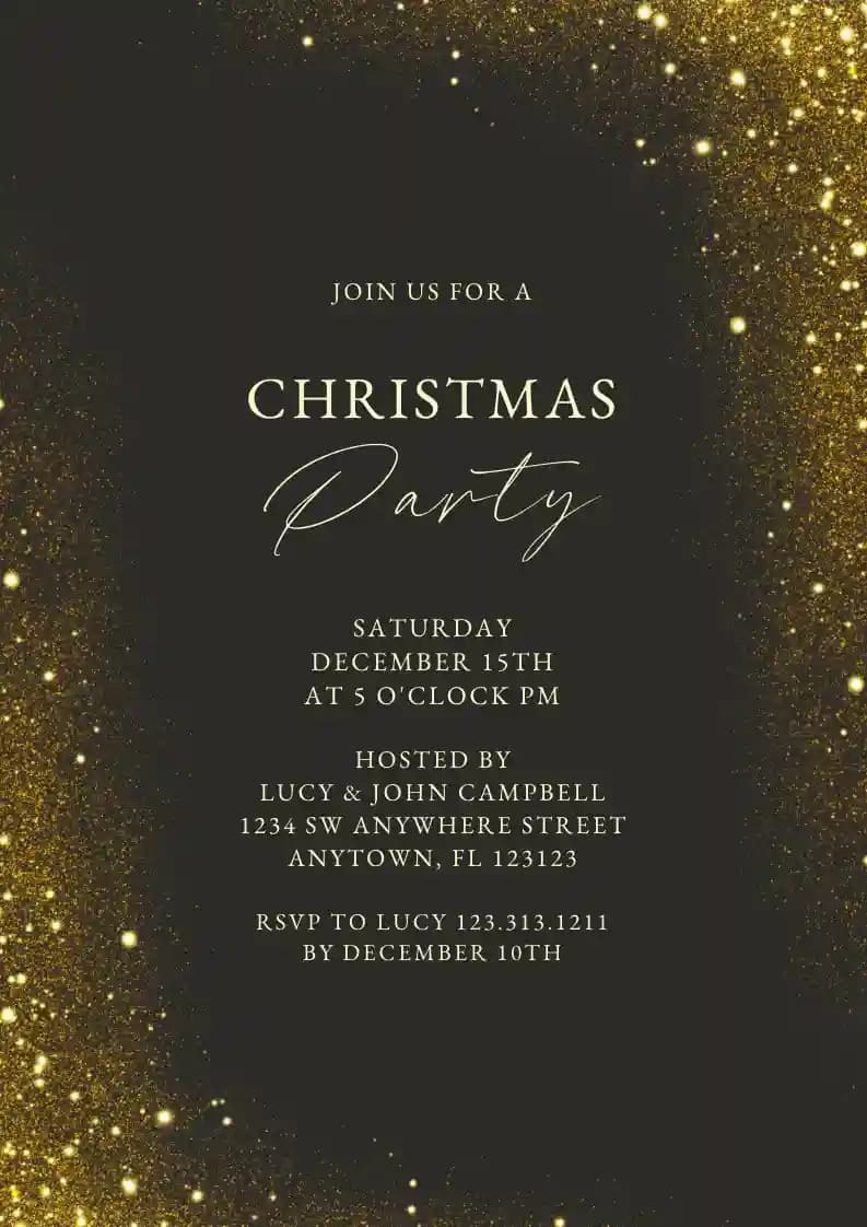 Invitations De Fête De Noël - Cadre Doré