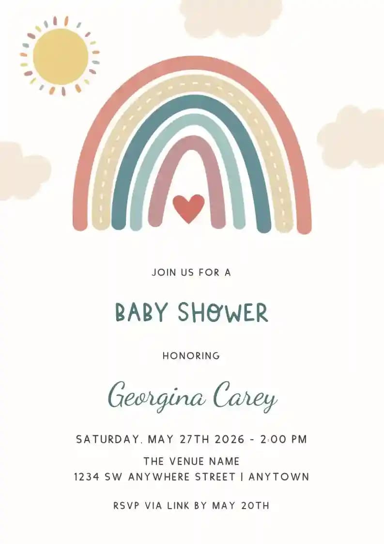 Baby Shower Invitations - Boho Rainbow