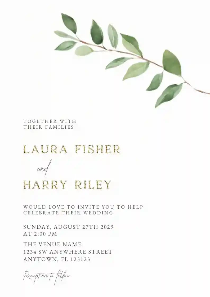Wedding Invitations - Eucalyptus Branch