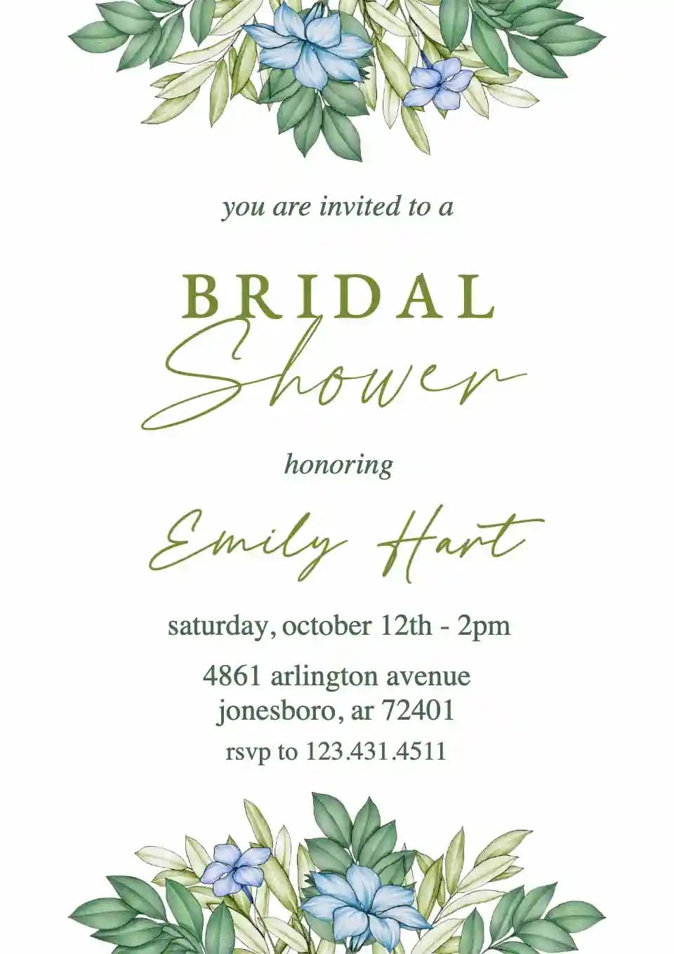 Undangan Bridal Shower - Hijau Daun