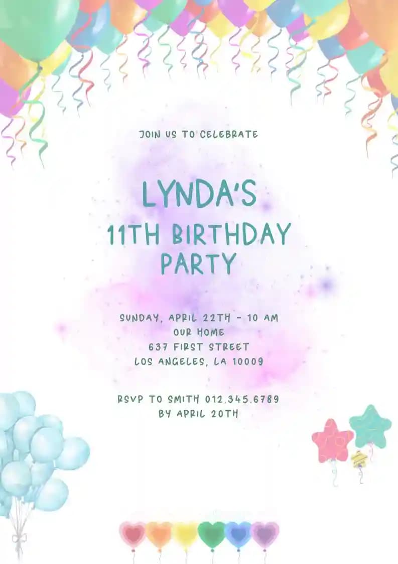 Invitations D'anniversaire Pour Enfants - Ballons Colorés