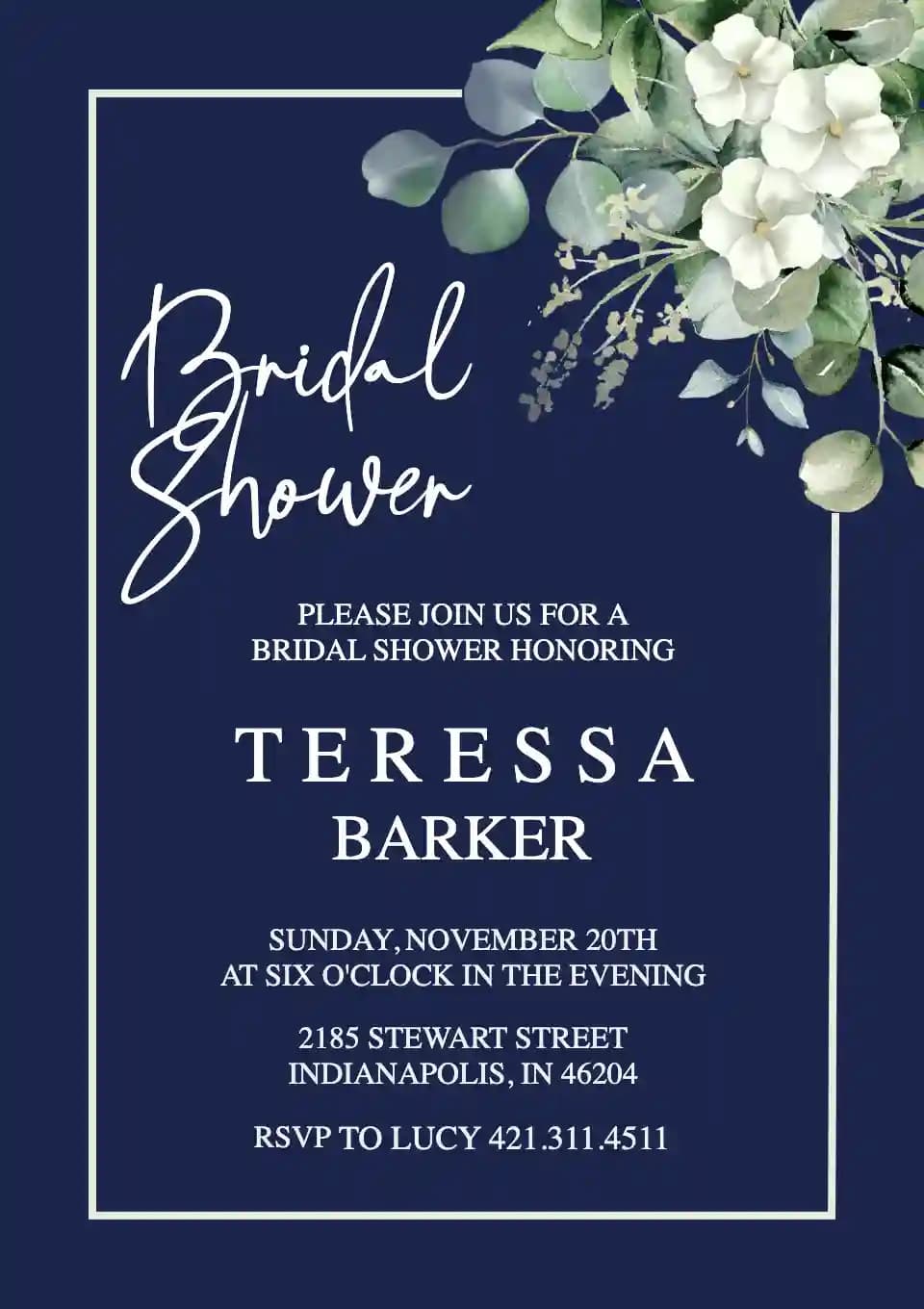 Bridal Shower Invitasjoner - Grønn Bladbukett