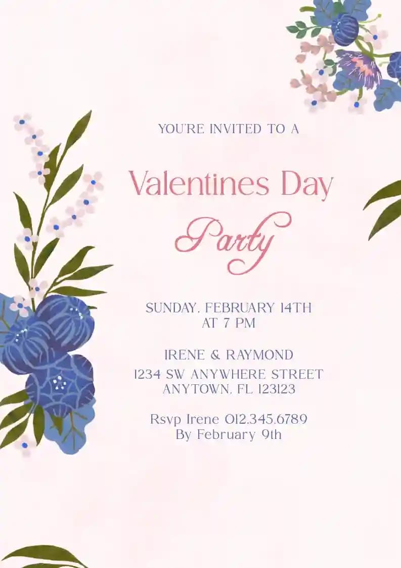 Undangan Hari Valentine - Sudut Bunga Biru
