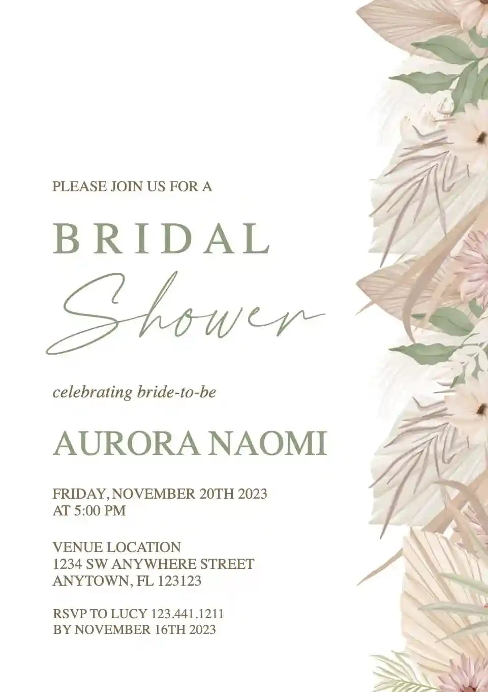 Invitations De Bridal Shower - Couronne De Fleurs Bohèmes
