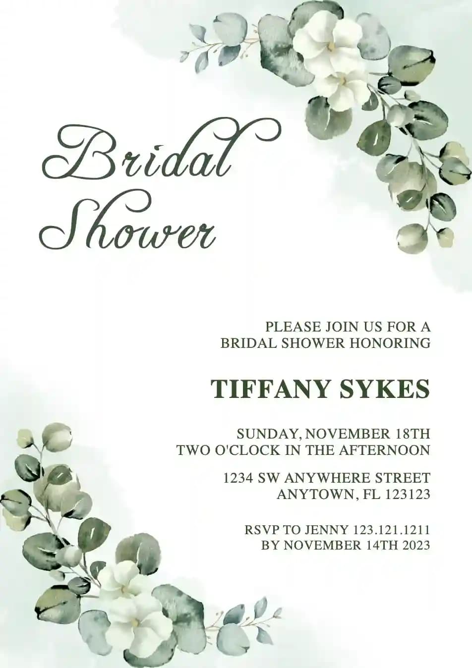 Undangan Bridal Shower - Daun Hijau