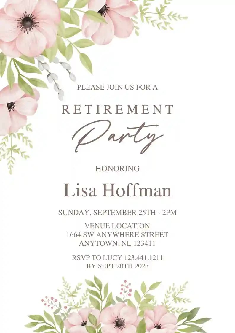 Retirement & Farewell Invitations - Peach Blossom Flower
