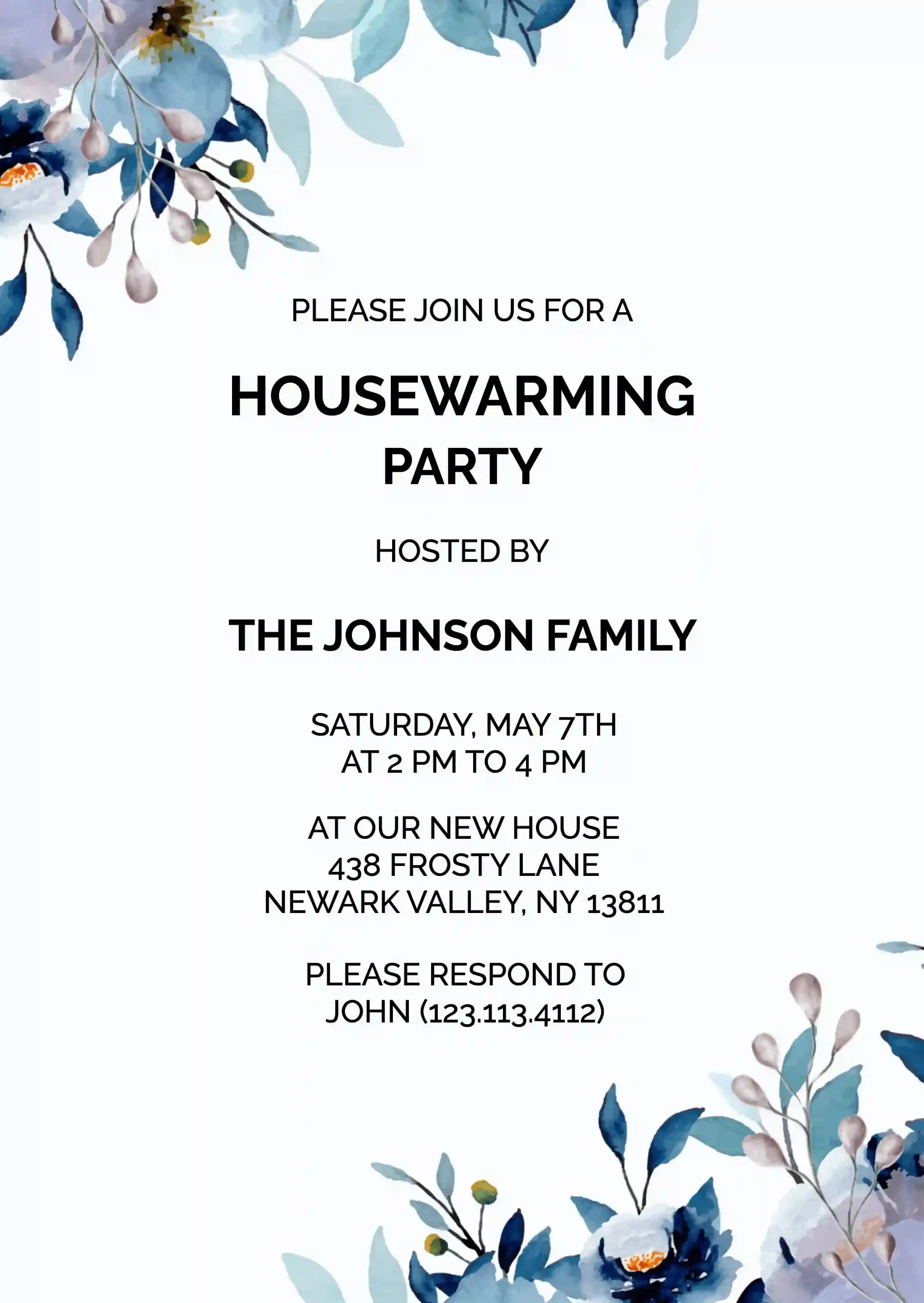 Housewarming Invitations - Purple Floral
